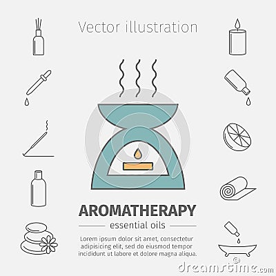 Essential Oil line icon. Aromatherapy oils set. Vector. Vector Illustration