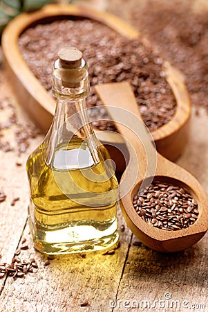 Essential oil linseed Stock Photo