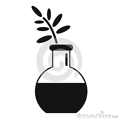 Essential oils plant flask icon, simple style Vector Illustration