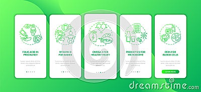 Essential supplements onboarding mobile app page screen with concepts Vector Illustration