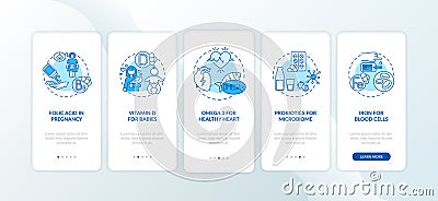 Essential supplements onboarding mobile app page screen with concepts Vector Illustration