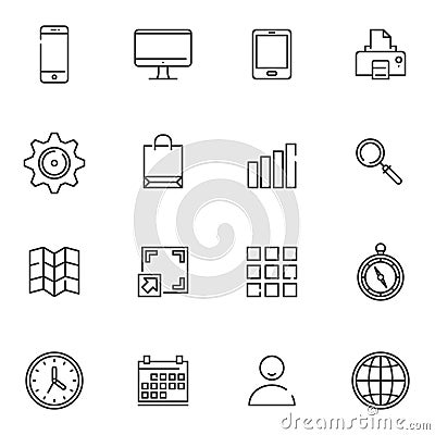 Essentials line icons set Vector Illustration