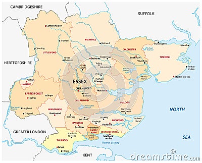 Essex county administrative map Stock Photo
