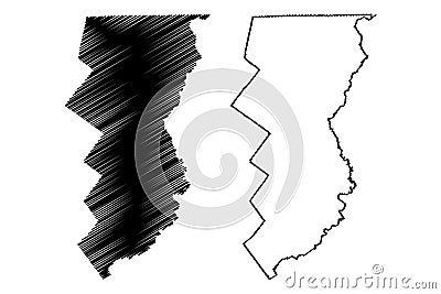 Essex County, State of Vermont U.S. county, United States of America, USA, U.S., US map vector illustration, scribble sketch Vector Illustration