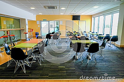 Essex, England UK -June 12, 2017:Empty canteen with tables and c Editorial Stock Photo