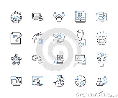 Establishment phase line icons collection. Inception, Foundation, Initiation, Launch, Formation, Beginning, Creation Vector Illustration