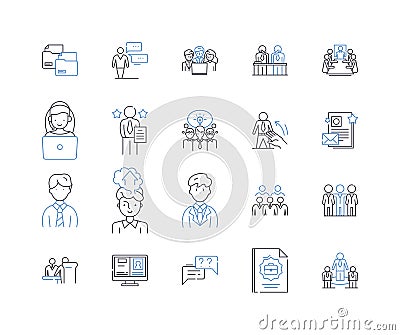 Establishment unit line icons collection. Structure, Facility, Subdivision, Branch, Division, Department, Unit vector Vector Illustration