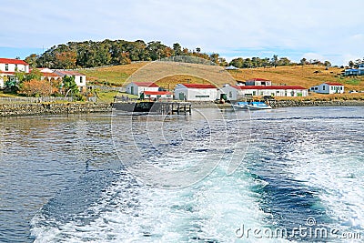 Estancia Harberton, the Historic Remote Ranch on Beagle channel, Ushuaia, Province of Tierra del Fuego, Patagonia, Argentina Stock Photo