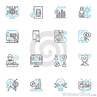 Estate planning linear icons set. Wills, Trusts, Probate, Assets, Inheritance, Executors, Minors line vector and concept Vector Illustration