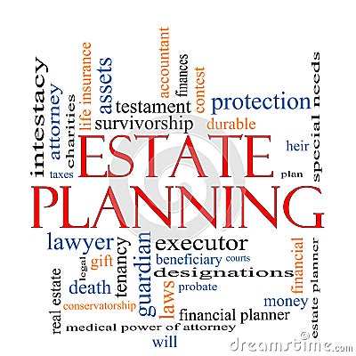 Estate Planning Word Cloud Concept Stock Photo