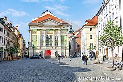 Estates Theatre Stavovske divadlo in Prague old town, Czech Republic Editorial Stock Photo