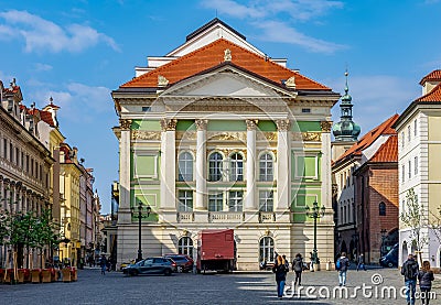 Estates Theatre (Stavovske divadlo) in Prague old town, Czechia Editorial Stock Photo