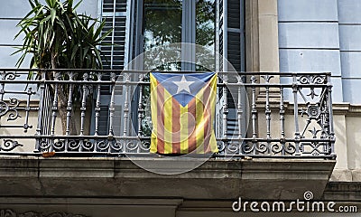 Catalan independentist flag on a balcony Stock Photo