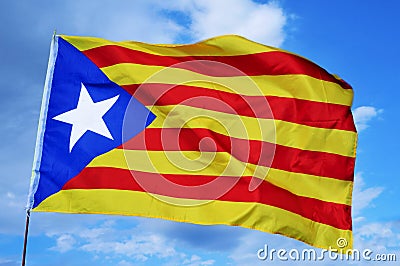 Estelada, the Catalan separatist flag Stock Photo