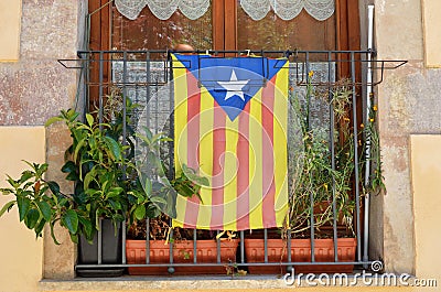 The Estelada in the window Stock Photo