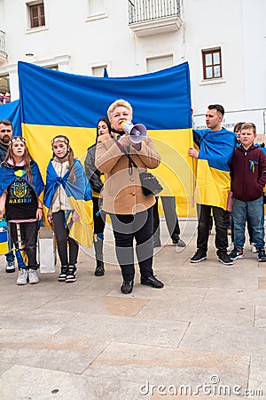Protestors rally in support of Ukraine against russian agression. Editorial Stock Photo