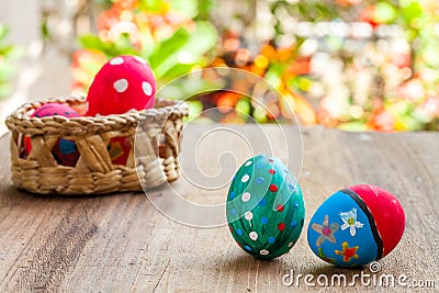 Ester egg on wood Stock Photo