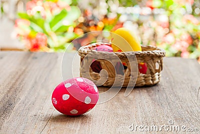 Ester egg on wood Stock Photo