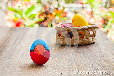 Ester egg on wood Stock Photo