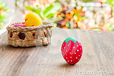 Ester egg on wood Stock Photo