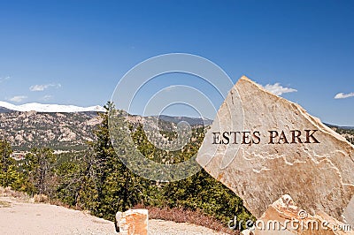 Estes Park Colorado sign Stock Photo