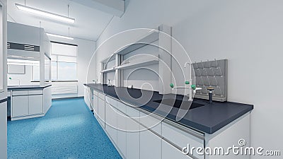 Esthetic and clean modern laboratory full of chemistry equipment. Future analytic biology or microbiology research lab Cartoon Illustration