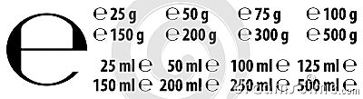 Estimated e sign e-mark with correct dimensions as per EU Dire Vector Illustration