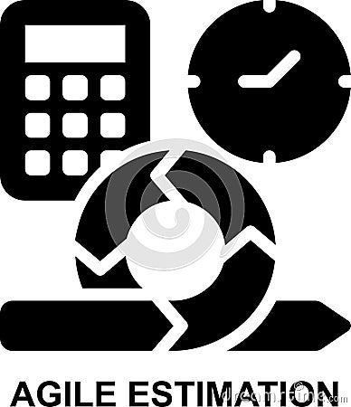 estimation, project estimation, calculation, agile, project management, estimate solid glyph icon Stock Photo
