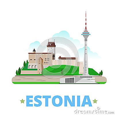 Estonia country design template Flat cartoon style Vector Illustration