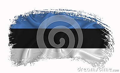Estonia flag, brush stroke, typography, lettering, logo, label, banner on a white background Stock Photo