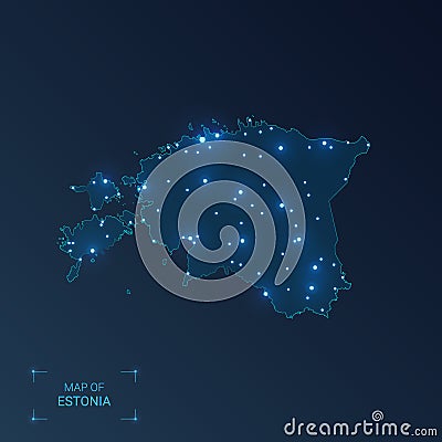 Estonia map with cities. Vector Illustration