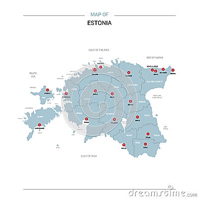 Estonia map vector with red pin Vector Illustration