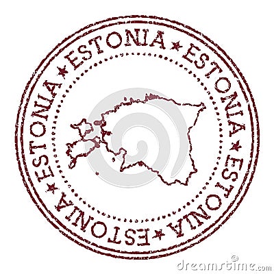 Estonia round rubber stamp with country map. Vector Illustration