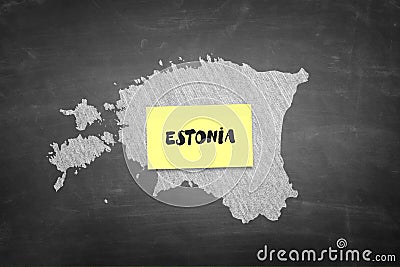 Estonia shape in blackboard Stock Photo