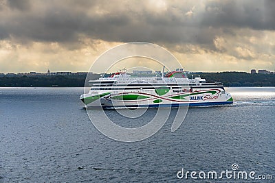 Estonia Tallinn October 2, 2023. LNG gas ferry Tallink megastar in the port of Tallinn Editorial Stock Photo