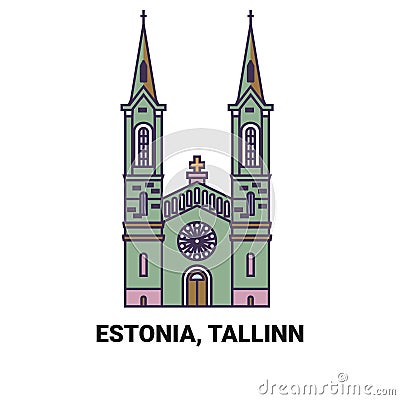 Estonia, Tallinn travel landmark vector illustration Vector Illustration