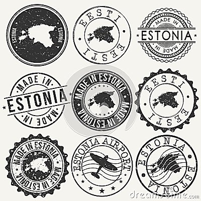 Estonia Travel Stamp Made In Product Stamp Logo Icon Symbol Design Insignia. Vector Illustration