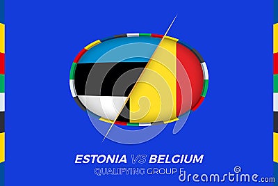 Estonia vs Belgium icon for European football tournament qualification, group F Vector Illustration