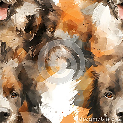 Estrela mountain watercolor dog pattern, AI Generated Stock Photo