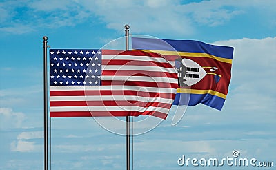 Eswatini and USA flag Stock Photo