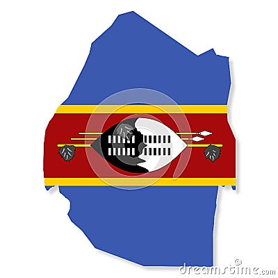 Eswatini Swaziland flag map with clipping path Cartoon Illustration