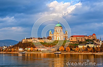 Esztergom Basilica on Danube River, Hungary Stock Photo