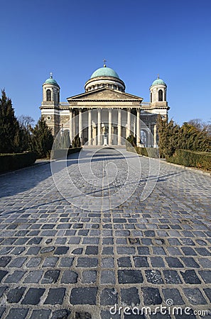 Esztergom Basilica, Hungary - cobblestone walkway Stock Photo