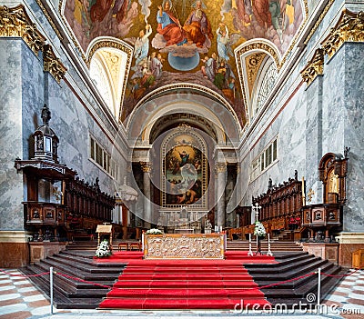 Interior of Esztergom basilica in Hungary Editorial Stock Photo