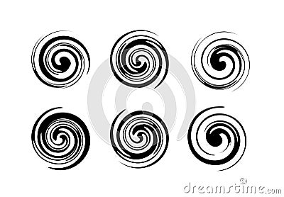 Et black and white spiral element, twisted swirl silhouette on white background Vector Illustration