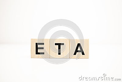 eta concept on wooden cubes. Business concept Stock Photo