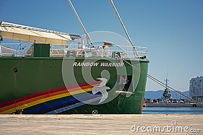 Greenpeace Rainbow warrior ship detail Editorial Stock Photo