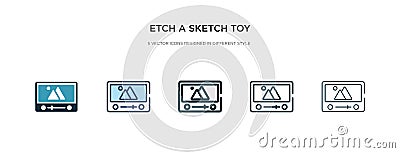 Etch a sketch toy icon in different style vector illustration. two colored and black etch a sketch toy vector icons designed in Vector Illustration