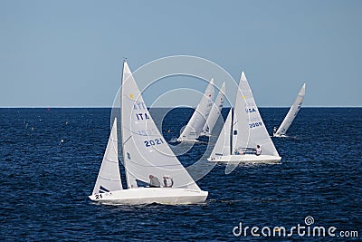 Etchells class Fleet racing sailboat yacht in the sea - Bacardi cup Invitational Regatta Editorial Stock Photo