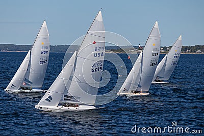 Etchells class Fleet racing sailboat yacht in the sea - Bacardi cup Invitational Regatta Editorial Stock Photo